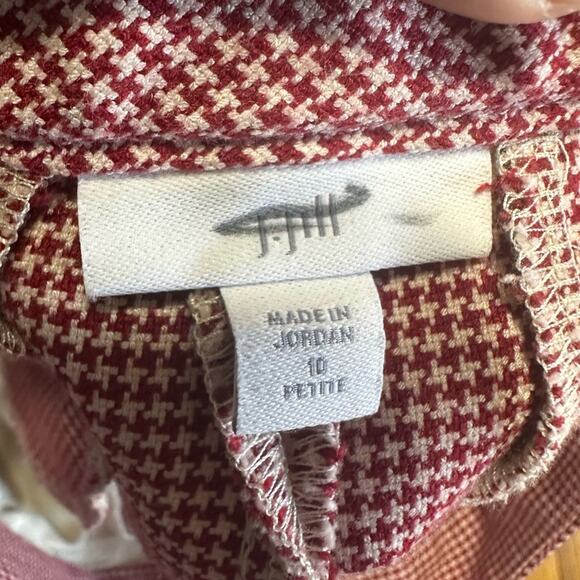 J Jill Pants Petite Houndstooth Red White Cropped Wide Leg - Picture 5 of 8